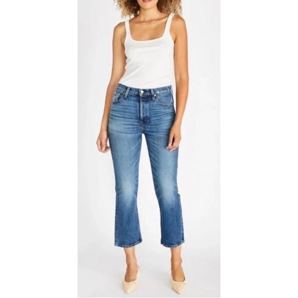 Etica Josie High Rise Cropped Jeans Size 32 Canyon NWT $126 Button Fly - Picture 1 of 13